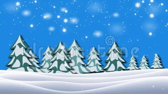 仰望白雪皑皑的树枝和树木冬天的背景视频的预览图