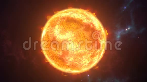 宇宙场景中燃烧的行星动画太阳3D绘制4K视频的预览图