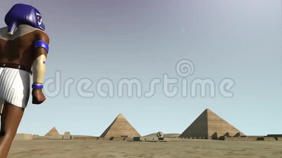 3D动画的吉萨平台埃及和上帝霍鲁斯视频的预览图