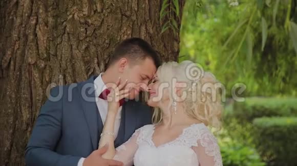 新婚快乐在公园拥抱亲吻视频的预览图