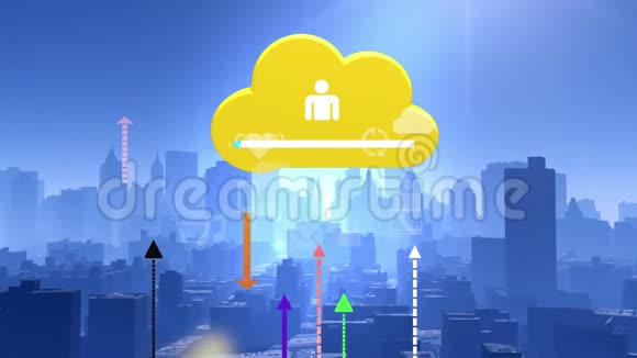 更新信息到云下载数据到现代城市互联网图标视频的预览图