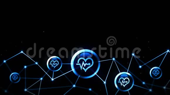 心脏跳动的图标漂浮着心电图心电图通信连接心脏有脉搏心率多边形视频的预览图