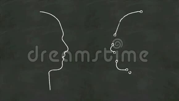手写人体头部形状人工智能的概念在黑板上视频的预览图