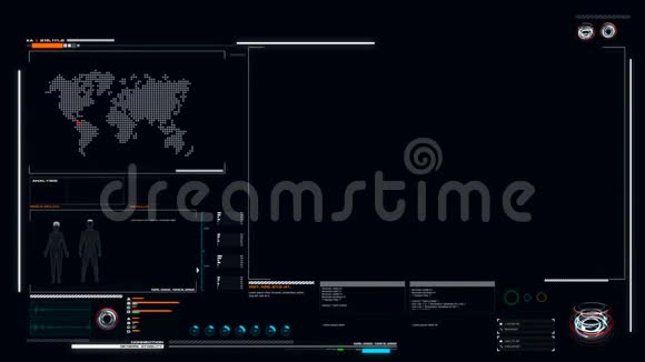 4KUI用户界面深蓝色背景与图形条信息和线框体分析视频的预览图