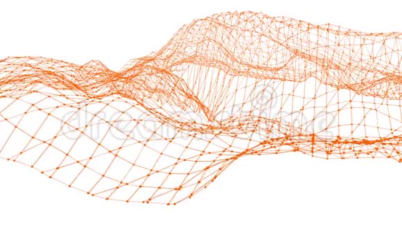 抽象干净的橙色挥动三维网格或网格作为转换环境橙色几何振动环境视频的预览图