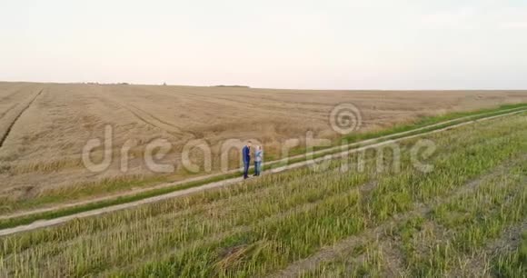 年轻农民在玉米地讨论视频的预览图