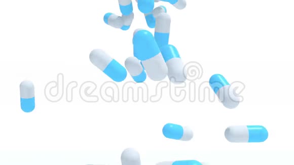 许多药丸落在白色背景上视频的预览图