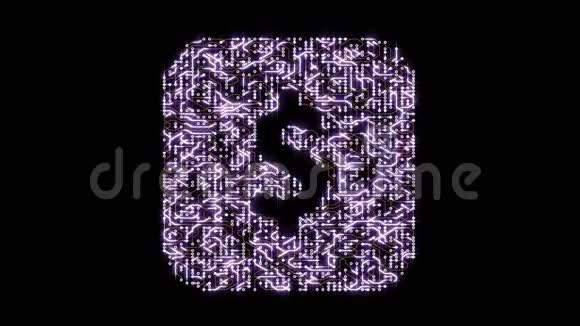 一个未来主义的电路板与移动电子形状的美元标志电子连接全球互联网金融世界各地视频的预览图