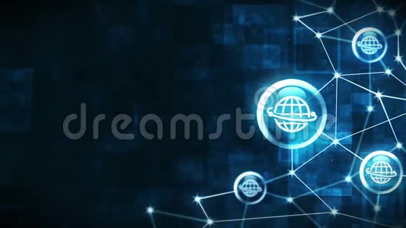 服务器数据空间与地球图标浮动互联网连接结构国际交流商业概念多边形视频的预览图