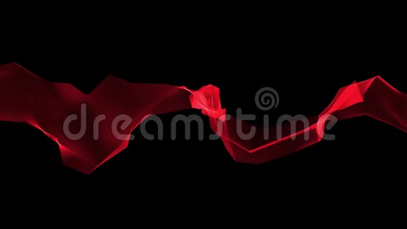 数字多边形软丝带轻柔的挥动红色抽象背景新动态技术艺术色彩视频的预览图