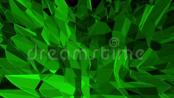 深绿色低聚波动表面作为奇妙的浮雕深绿色多边形几何振动环境或视频的预览图