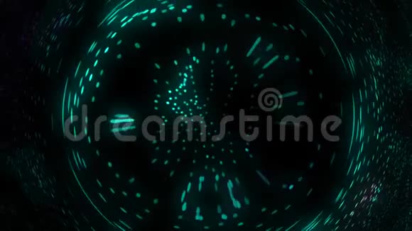屈体式循环旋转球体动画循环彩色点和线条为你的活动音乐会播放的无缝片段视频的预览图