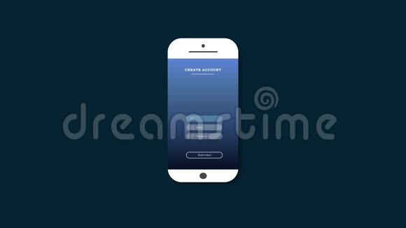 在手机屏幕上创建帐户的动画在社交网络中创建一个帐户视频的预览图