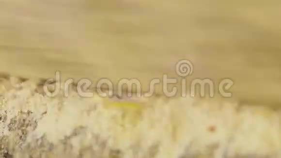 磨石磨小麦的宏观镜头视频的预览图