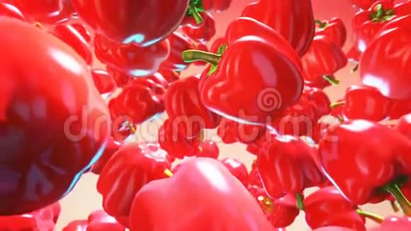 红色背景下的鲜红辣椒视频的预览图