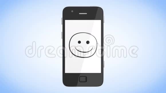 建立智能手机社交网络微笑的脸朋友沟通的概念阿尔法面具放大高清1080视频的预览图