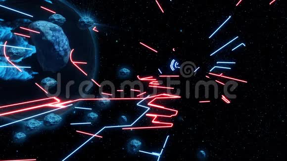 蓝红外层空间霓虹灯室环境运动背景视频的预览图