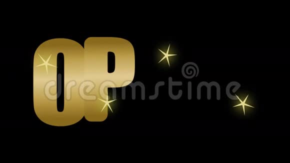 开放视频与动画黄金铭文旋转金星旋转字母在黑色背景视频的预览图