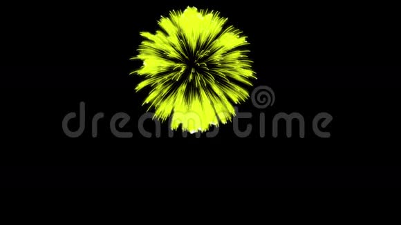 色彩斑斓的单根烟火在夜晚壮观的单一烟花3D渲染黄色版本25视频的预览图