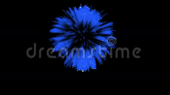 色彩斑斓的单根烟火在夜晚壮观的单一烟花3D渲染蓝色版本18视频的预览图