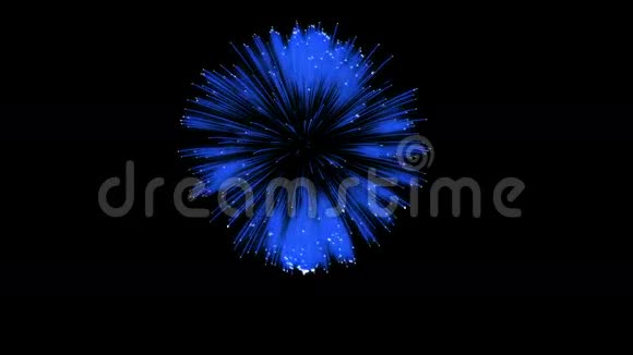 色彩斑斓的单根烟火在夜晚壮观的单一烟花3D渲染蓝色版本17视频的预览图