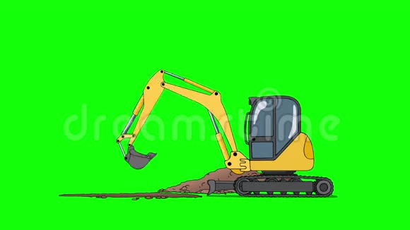 工业挖掘机挖洞隔离在绿屏上视频的预览图