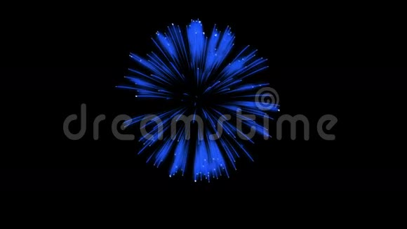 色彩斑斓的单根烟火在夜晚壮观的单一烟花3D渲染蓝色版本24视频的预览图