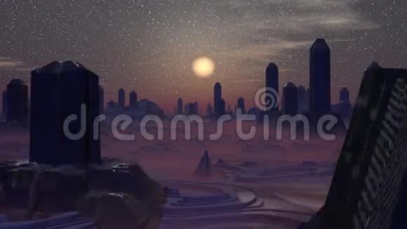 在外星人的城市日落视频的预览图