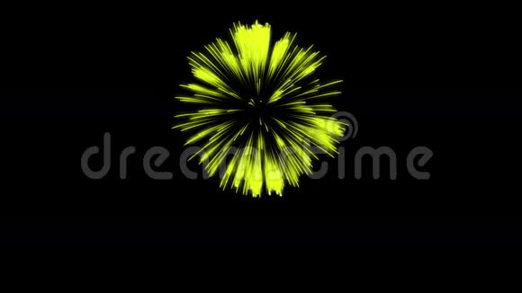 色彩斑斓的单根烟火在夜晚壮观的单一烟花3D渲染黄色版本30视频的预览图