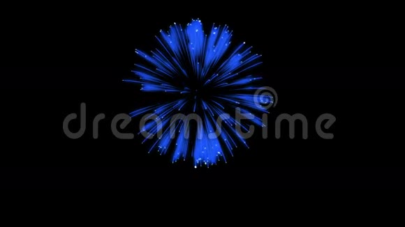 色彩斑斓的单根烟火在夜晚壮观的单一烟花3D渲染蓝色版本26视频的预览图
