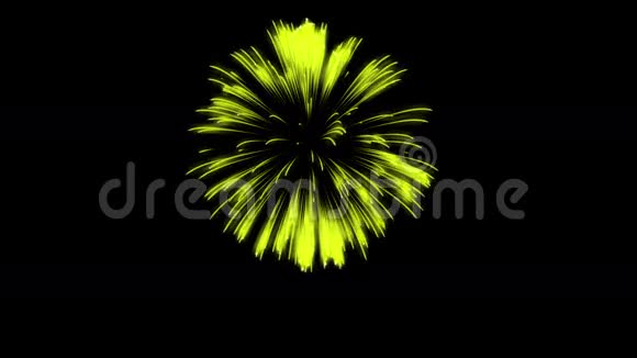 色彩斑斓的单根烟火在夜晚壮观的单一烟花3D渲染黄色版本27视频的预览图