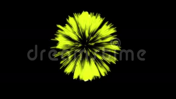 色彩斑斓的单根烟火在夜晚壮观的单一烟花3D渲染黄色版本24视频的预览图