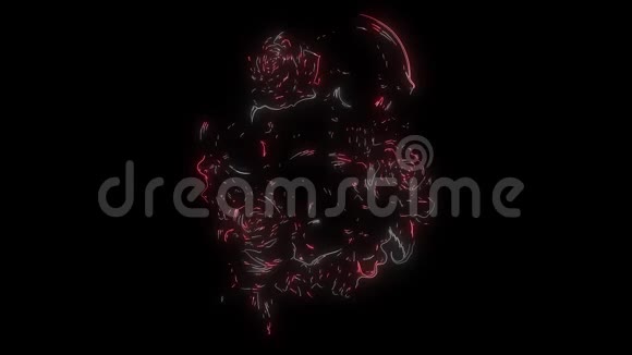 带有玫瑰激光动画的人类头骨视频的预览图