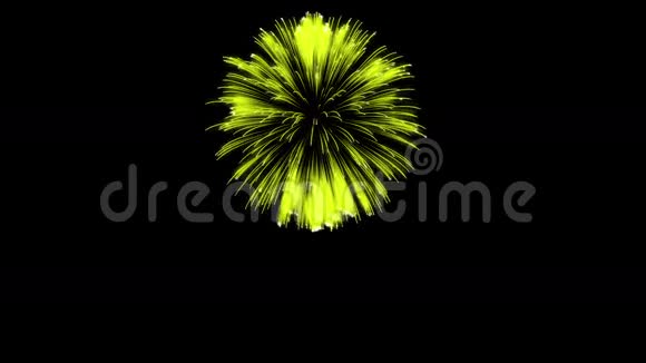 色彩斑斓的单根烟火在夜晚壮观的单一烟花3D渲染黄色版本22视频的预览图