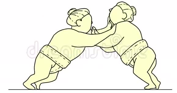 日本相扑摔跤二维动画视频的预览图