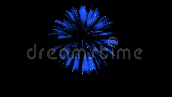 色彩斑斓的单根烟火在夜晚壮观的单一烟花3D渲染蓝色版本23视频的预览图
