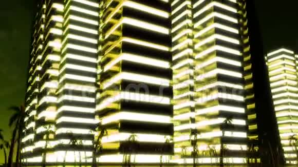 夜都市的夜景可循环使用黄色视频的预览图