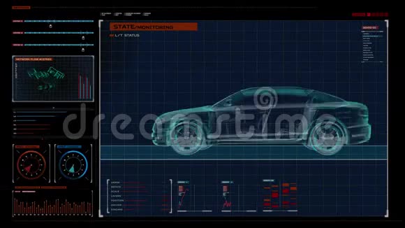 汽车技术X光侧视在数字显示面板中用户界面视频的预览图
