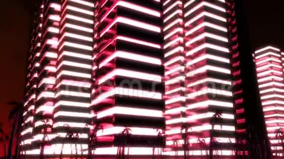 夜都市的夜景可循环使用红色视频的预览图