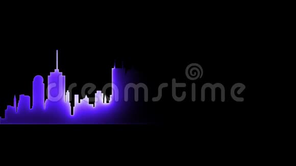 抽象璀璨的霓虹城市剪影激光工艺背景设计循环视频的预览图