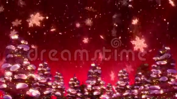 圣诞树及雪高清动画循环视频的预览图