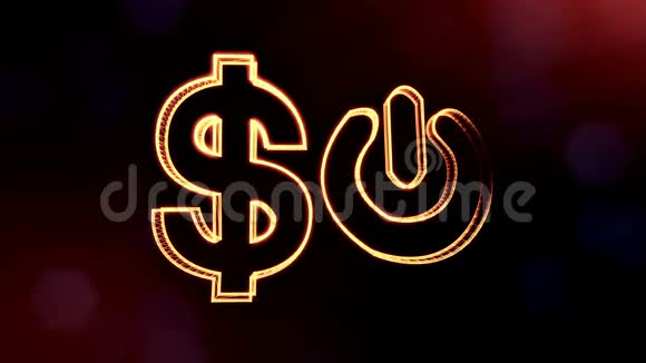 美元标志和徽章的关闭按钮发光粒子的金融背景具有景深的3D循环动画视频的预览图