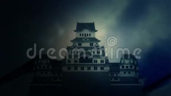 闪电风暴雨下日本古堡视频的预览图