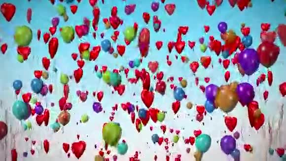气球心和纸屑庆祝活动视频的预览图