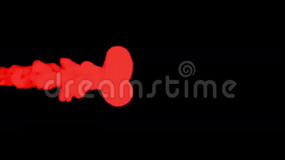 红色油漆溶解在水中的黑色背景三维渲染体素图形计算机模拟1全高清程式化视频的预览图