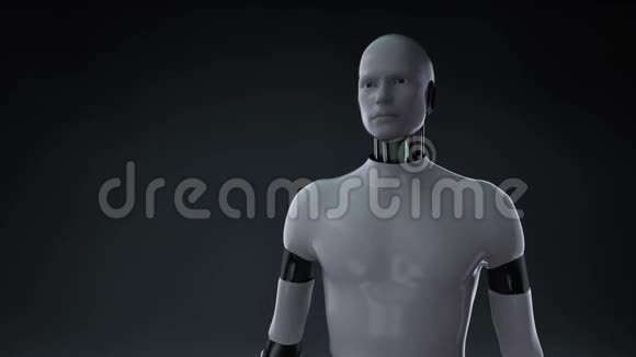 机器人半机器人打开手掌缩放女性身体扫描子宫蓝色X射线图像视频的预览图