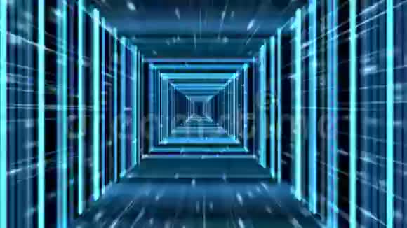 蓝方阵虚拟隧道背景动画视频的预览图