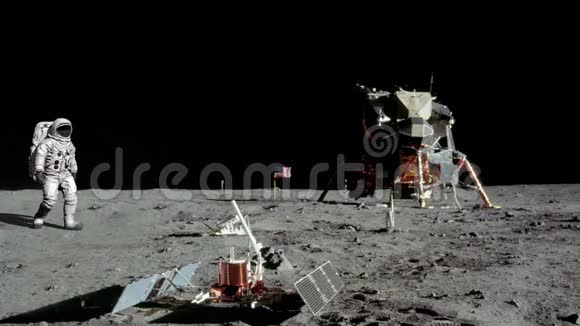 宇航员在月球上行走美国宇航局提供的一些视频元素视频的预览图