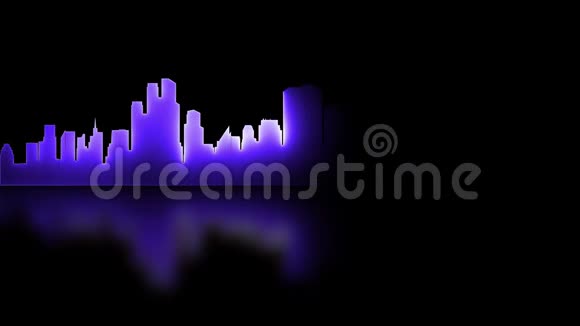 抽象璀璨的霓虹城市剪影激光工艺背景设计循环视频的预览图