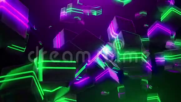 抽象的霓虹灯方块视频的预览图